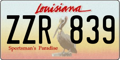 LA license plate ZZR839