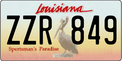 LA license plate ZZR849