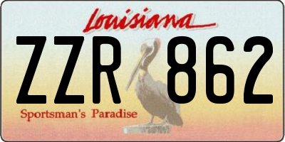 LA license plate ZZR862