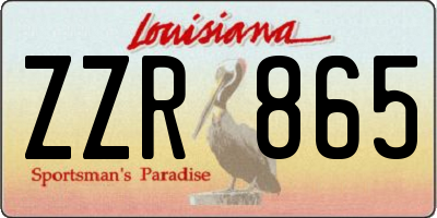 LA license plate ZZR865