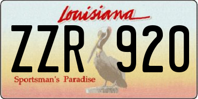 LA license plate ZZR920