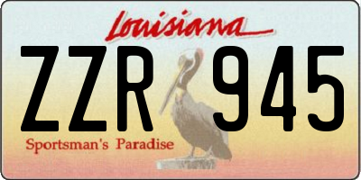 LA license plate ZZR945