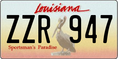 LA license plate ZZR947