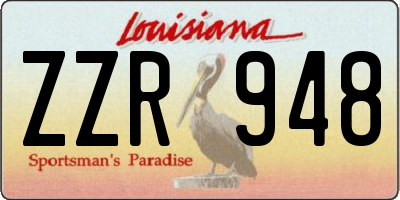 LA license plate ZZR948