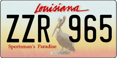 LA license plate ZZR965