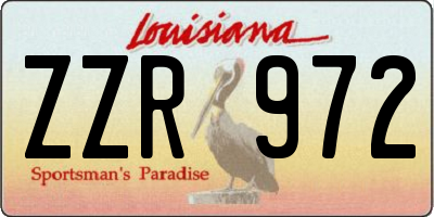 LA license plate ZZR972