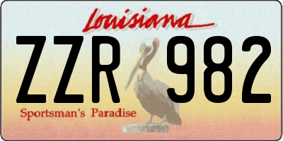 LA license plate ZZR982