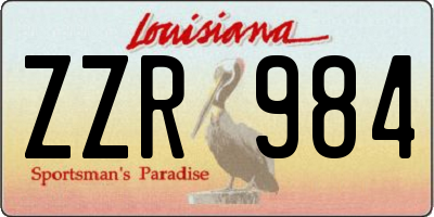 LA license plate ZZR984