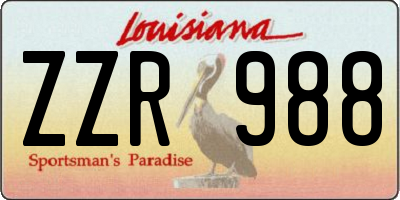 LA license plate ZZR988