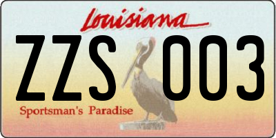 LA license plate ZZS003