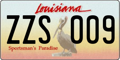 LA license plate ZZS009