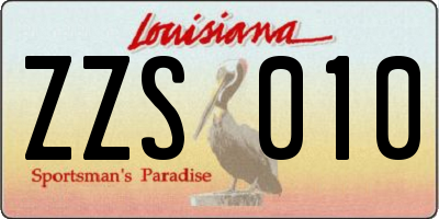 LA license plate ZZS010