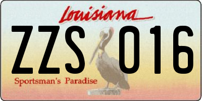 LA license plate ZZS016