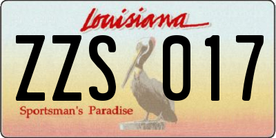 LA license plate ZZS017