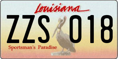 LA license plate ZZS018