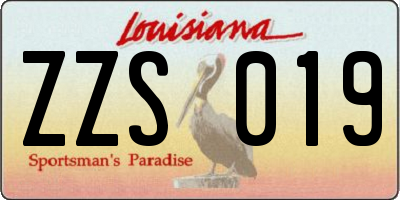 LA license plate ZZS019