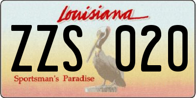 LA license plate ZZS020