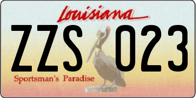 LA license plate ZZS023