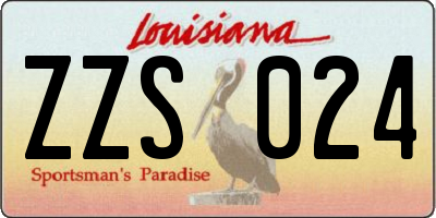 LA license plate ZZS024