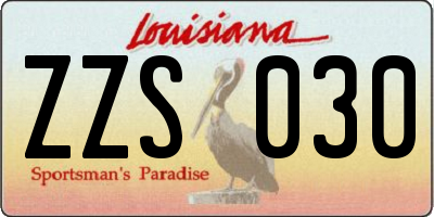 LA license plate ZZS030