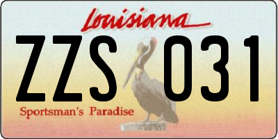 LA license plate ZZS031