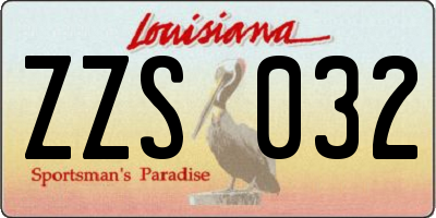 LA license plate ZZS032