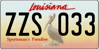 LA license plate ZZS033