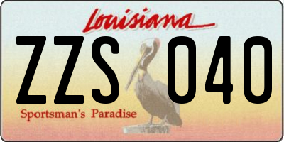 LA license plate ZZS040
