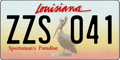 LA license plate ZZS041