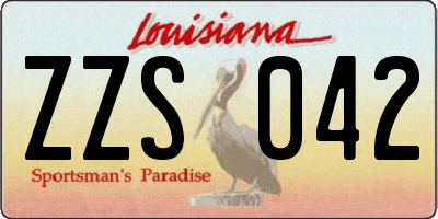 LA license plate ZZS042