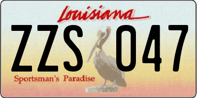 LA license plate ZZS047