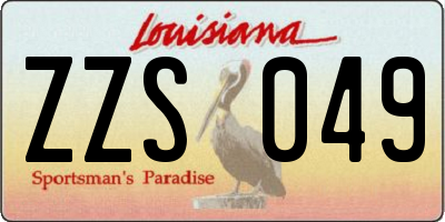 LA license plate ZZS049