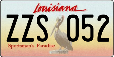 LA license plate ZZS052