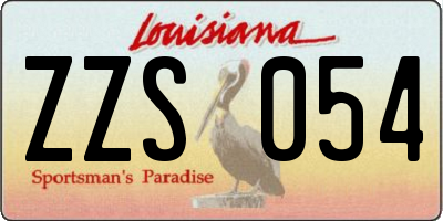 LA license plate ZZS054