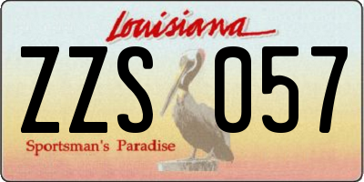 LA license plate ZZS057