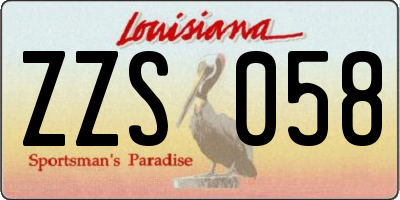 LA license plate ZZS058