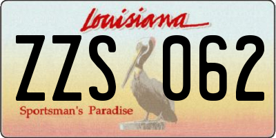 LA license plate ZZS062