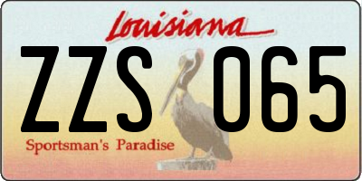 LA license plate ZZS065