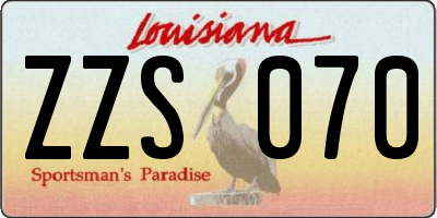 LA license plate ZZS070