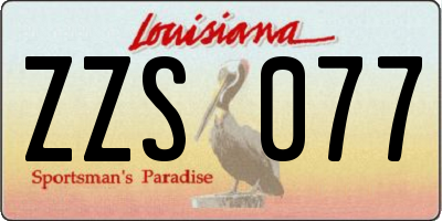 LA license plate ZZS077