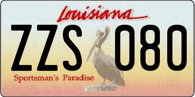 LA license plate ZZS080