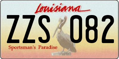 LA license plate ZZS082