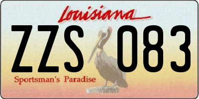 LA license plate ZZS083