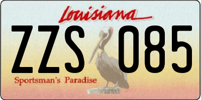 LA license plate ZZS085