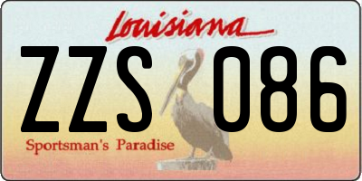 LA license plate ZZS086