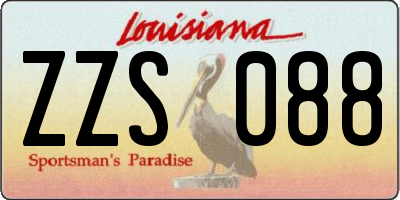 LA license plate ZZS088