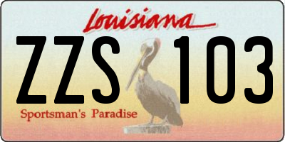 LA license plate ZZS103