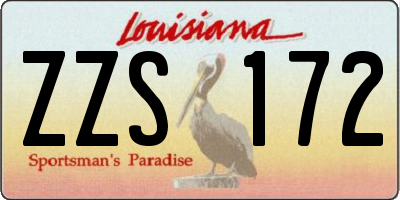 LA license plate ZZS172