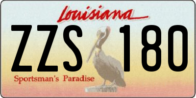 LA license plate ZZS180