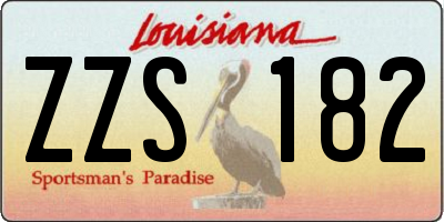 LA license plate ZZS182